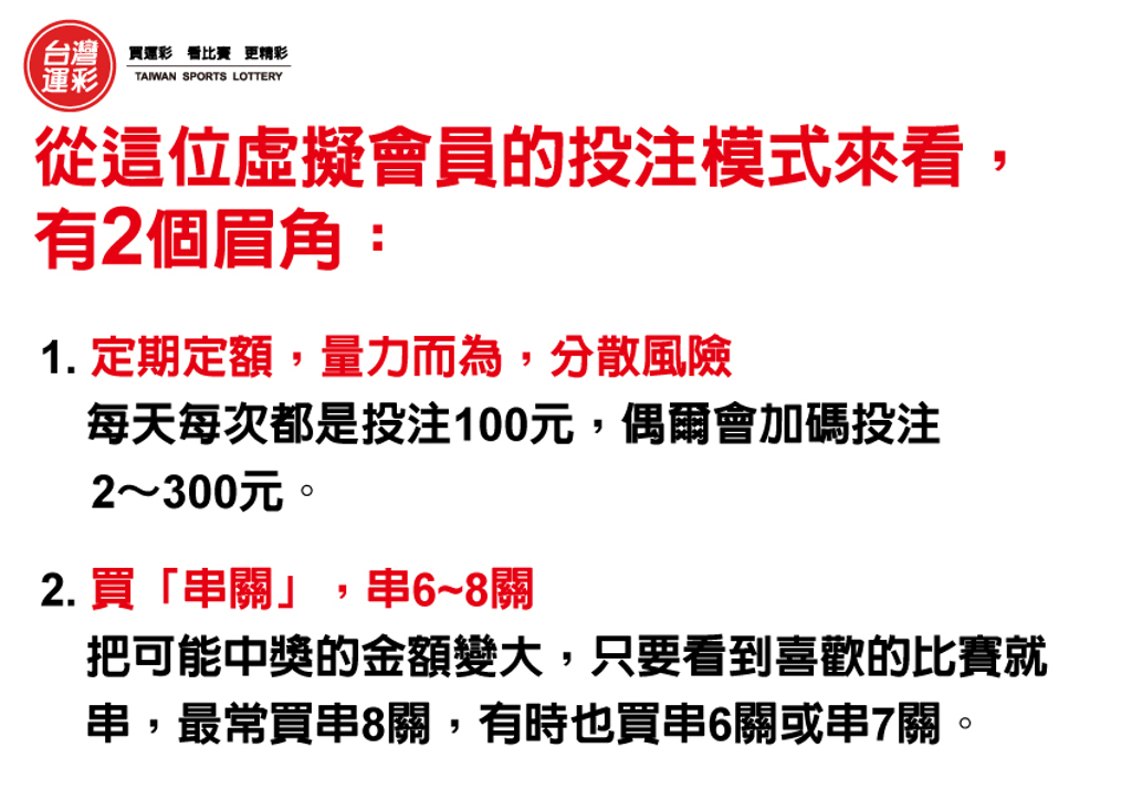 運彩會員申請|他「定期定額」投注100元 抱回11萬獎金|紅金寶運動彩券